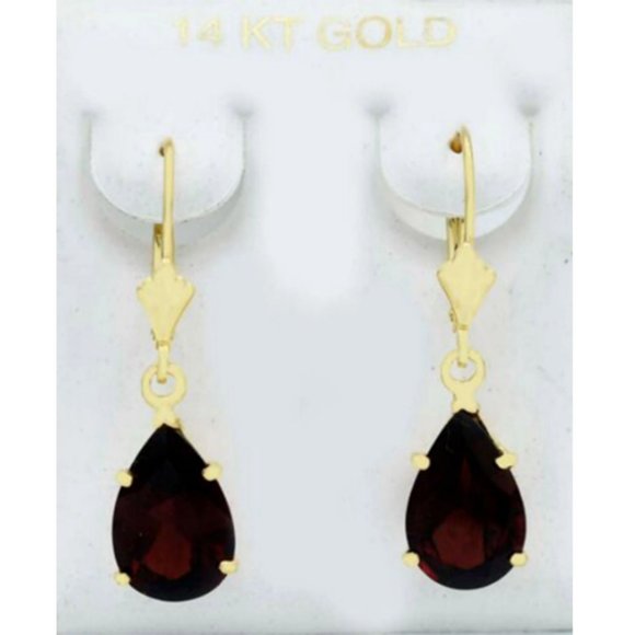 Genuine 8.36 Cts Garnet Dangling Earring 14k Gold